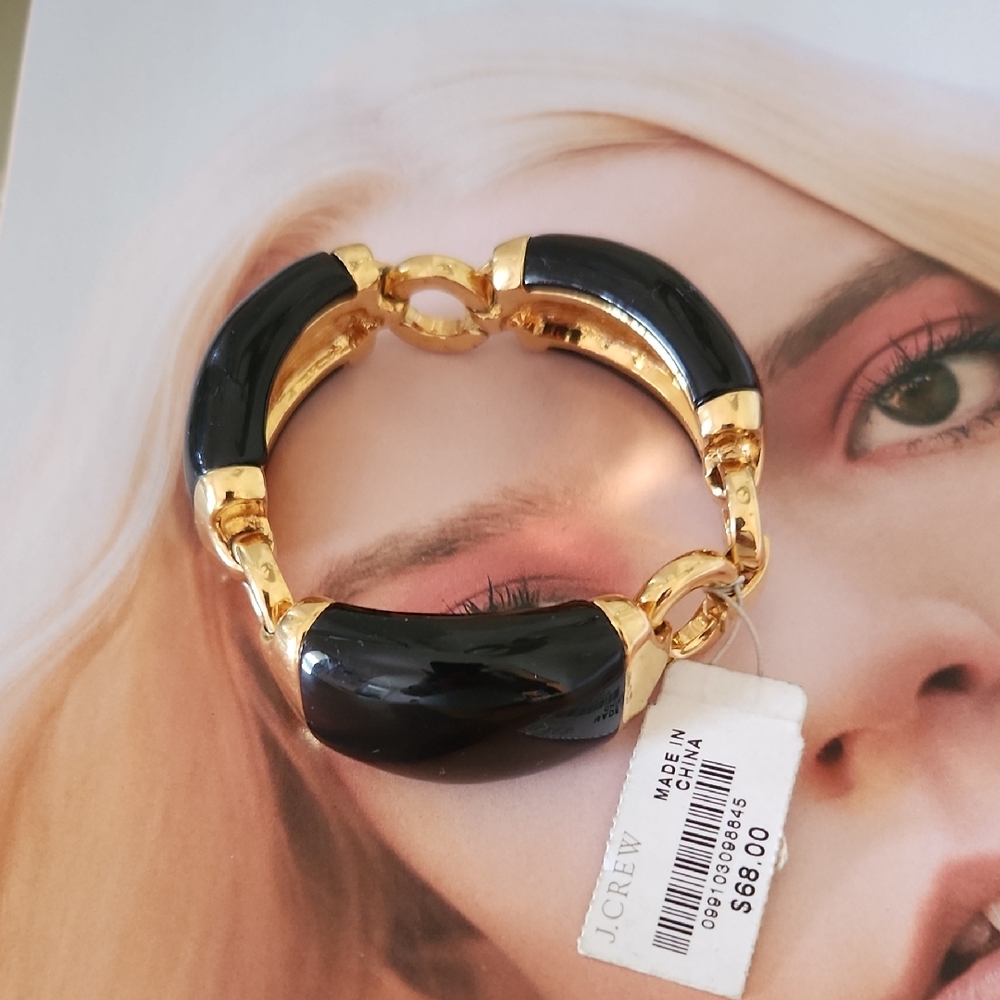 J. Crew Black and Gold Statement Bracelet